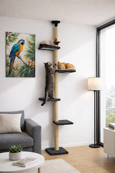 Turkuaz Tırmalama Tr2001 Turkuaz Tırmalama Tavan Boyu Kule Kedi Evi Tırmalama