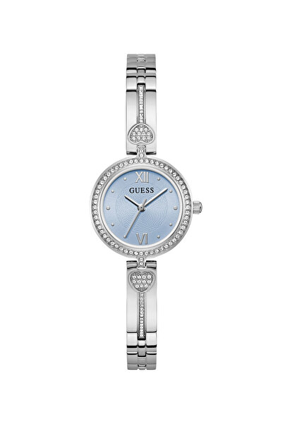 Guess Ladies Silver Tone Round Analog Watch