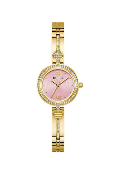 Guess Ladies Yellow Gold Tone Round Analog Watch