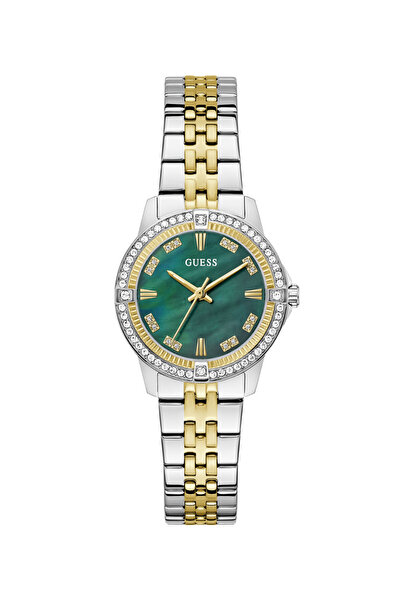 Guess Ladies 2T Silver/Yellow Gold Tone Round Analog Watch