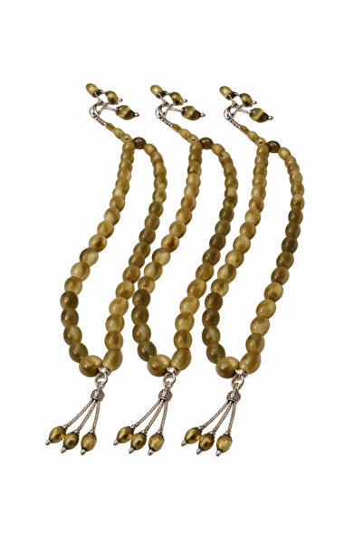 WDA Traditional Prayer Beads Tasbeeh, Marbled Yellow, 33 Beads with Gold-Tone...