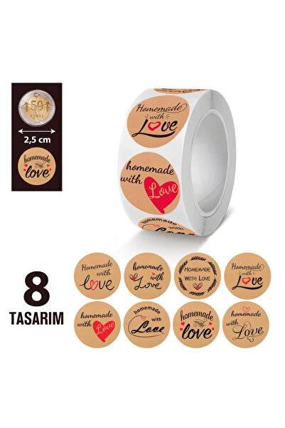 hdcw 500 de bucăți 2,5 cm ROLĂ DE Hârtie KRAFT ADEZIVĂ FĂCUTĂ DE MÂNĂ - ETICH...