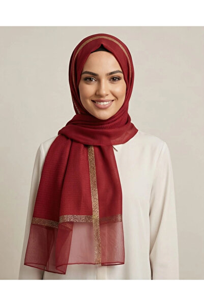 Arwella TÜL DETAYLI SİMLİ ŞAL-Bordo