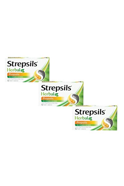 STREPSİLS Herbal Propolis & C Vitamini ve Kır İğdesi İçeren Pastil (3 Adet)
