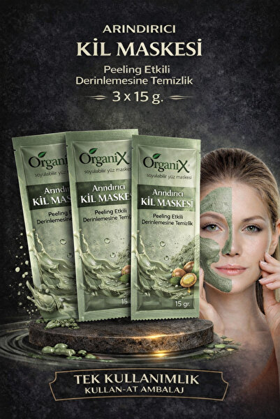 Organix Argan Yağı Özlü Kil Maskesi - Tek Kullanımlık - Cilt Yenileyici Yüz M...