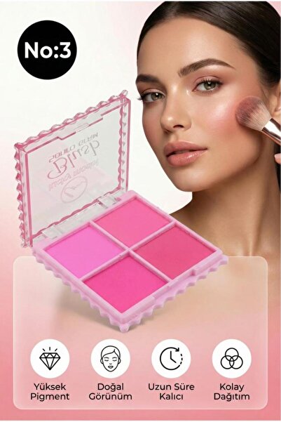 MUJGAN 4’lü Blush Allık Paleti Yoğun Pigmentli Doğal Görünümlü NO:3