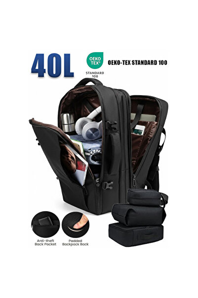 QuTek Rucsac travel QuTek, expandabil pana la 40L, bagaj pentru zbor, potrivi...