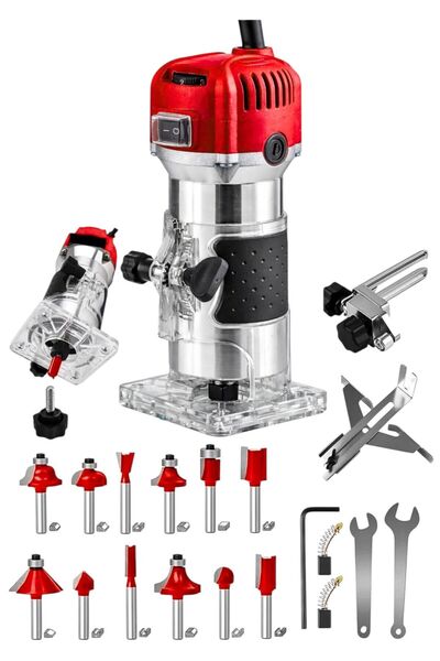 MOONSHOP 3100 Watt Profesyonel Formika Traşlama Freze Makinası Ve Uçları 6 Mm...