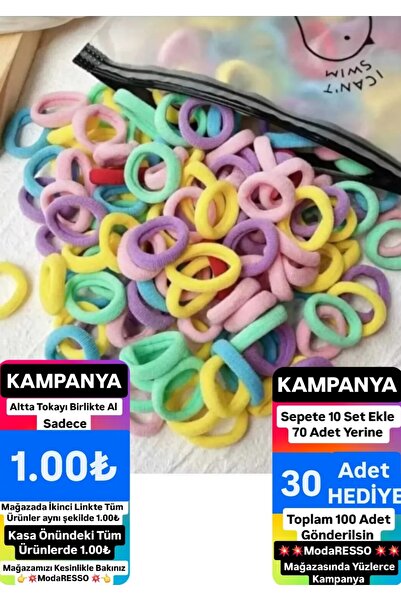 ModaRESSO Çantalı MİNİ 7 Adet Lastik Toka Seti - KIZ ÇOCUK Yumuşak Havlu 2CM(...
