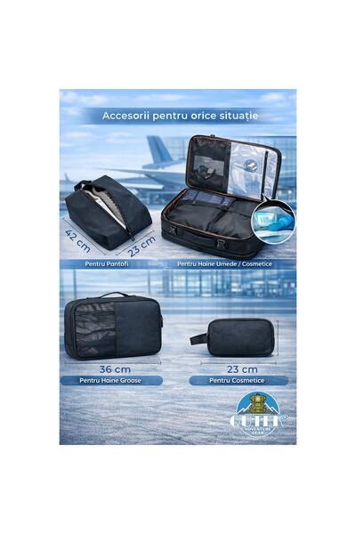 QuTek Rucsac travel QuTek, expandabil pana la 40L, bagaj pentru zbor, potrivit pentru laptop pana la 17"