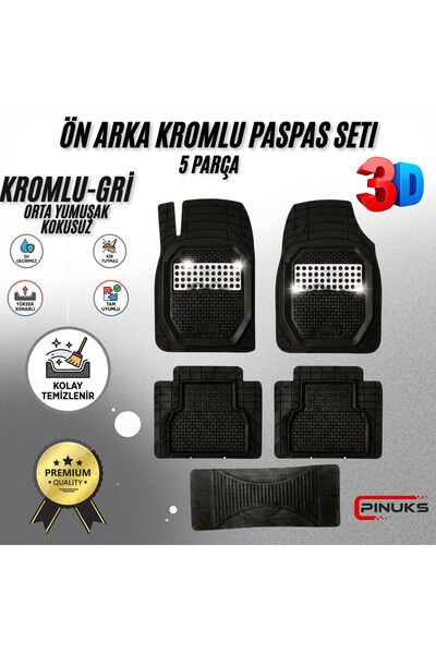 PİNUKS FORD FOCUS 1 2001 MODEL UYUMLU SİYAH- GRİ KROM RENK PREMİUM OTO PASPAS...
