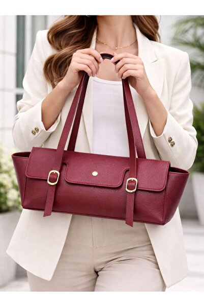 ÇANTAM GELSİN Women's Padded Shoulder Bag with Buckle Accessories Bag Si Size...