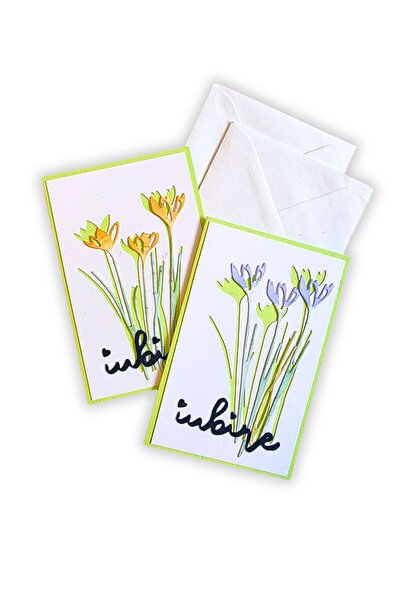 MargotshopArt Felicitari lucrate manual „Branduse si toporasi" cu mesaj ,,Iub...