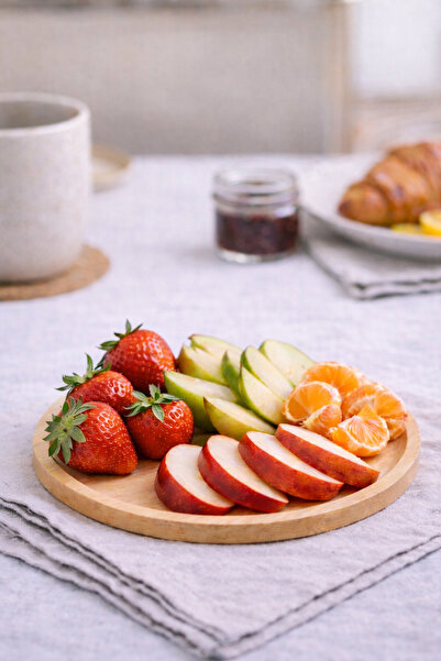 NOKKA 2 Adet Bambu Yuvarlak Servis Tabağı 20x20 cm