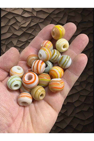 Flea Market Ebruli Yuvarlak Bodrum Boncuğu - Takı Boncuğu - Dekor Boncuğu - 1...