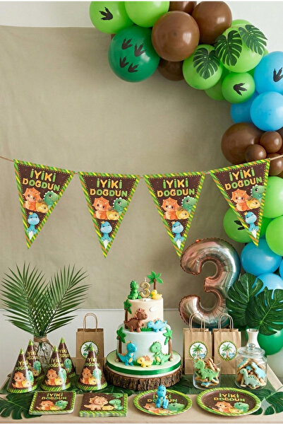 Deniz Party Store راية مثلثة لطيفة على شكل ديناصورات بطول 2 متر و10 أعلام