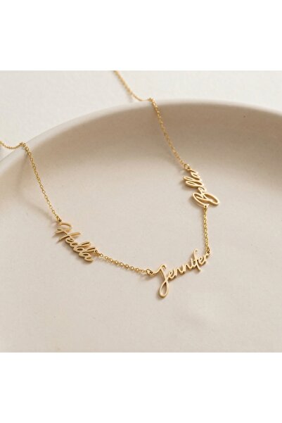 Soleildor 925 ayar Orijinal Gümüş Kişiye Özel Kişiye Özel Üç İsimli Gümüş Kolye