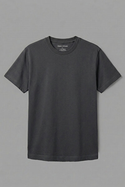 DESEN ATÖLYESİ Βαμβακερό Smoked Basic T-shirt με κοντό μανίκι και λαιμόκοψη μ...