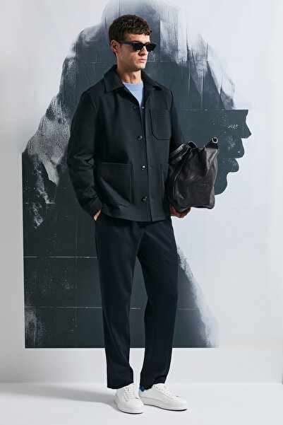 Lufian Ανδρικό πλεκτό μπουφάν Tomas Navy Blue