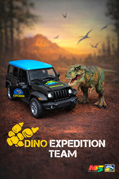 Fidan oyuncak سيارة سحب قطرة معدنية مع ديناصور باللون الأسود