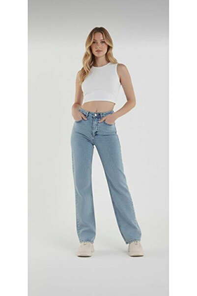 LİMABEL Elaa End Game Blue Ice Women's Loose Lycra 90's Super High Loose Leg ...