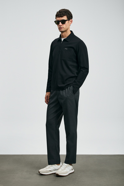 Lufian Tricou polo Lucas Smart pentru bărbați, negru