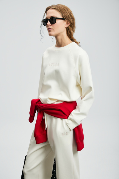 Lufian Alıce Kadın Örme Sweatshırt Kırık Beyaz