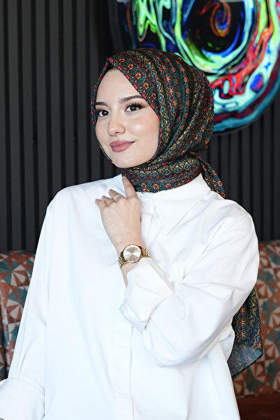 AFVENTE Ethnic Pattern Dark Green Soft Cotton Shawl