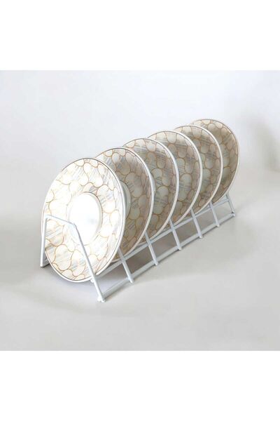 EceAksesuar Fincan Düzenleyici -Beyaz fincan Tabağı Organizeri 6 Bölmeli Finc...