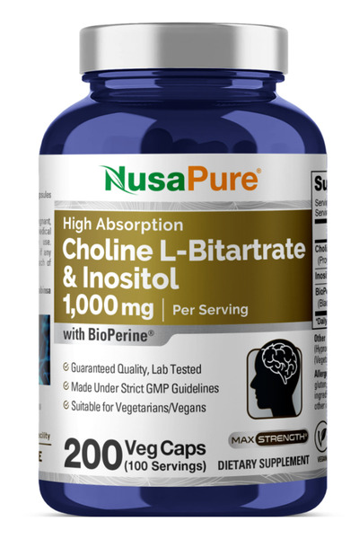 NusaPure Supplements, Choline & Inositol - Suitable for Vegetarian/Vegan Non ...