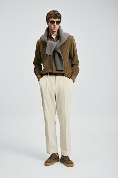 Lufian Pantaloni chino pentru bărbați Federıc Velvet Comfort Fit Stone