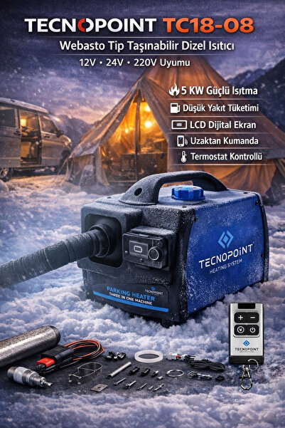 tecnopoint YENİ NESİL 2025 BLUETOOT,TERMOSTAT DİZEL ISITICI WEBASTO 5KW GÜMÜŞ...