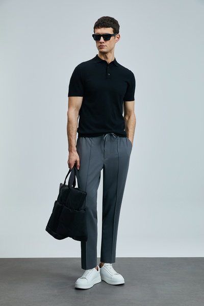 Lufian Pantaloni chino pentru bărbați Simon Smart Slim Fit Antracit