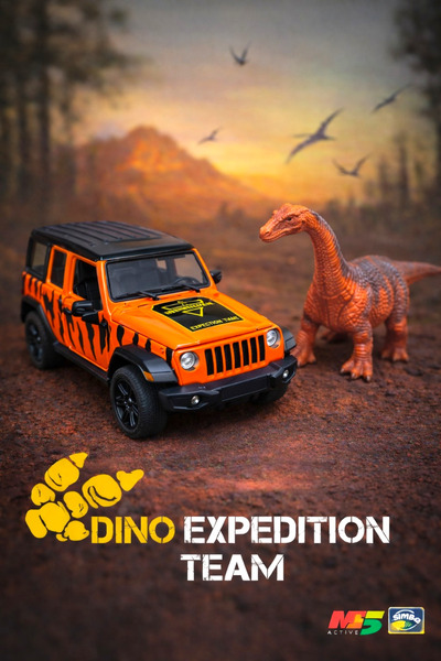 Fidan oyuncak Çek Bırak Dinazorlu Metal Araba Kutulu Turuncu