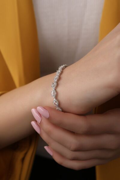 SUNSHINE 925 Ayar Damla Modeli Pırlanta Montür Su Yolu Bileklik Kutu Kilitli ...