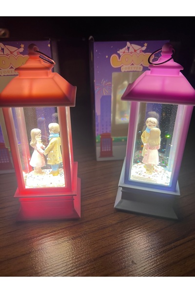 seraptakidunyasi Işıklı Kar Küresi Nostaljik Fener Gece Lambası"Kalp kolye he...