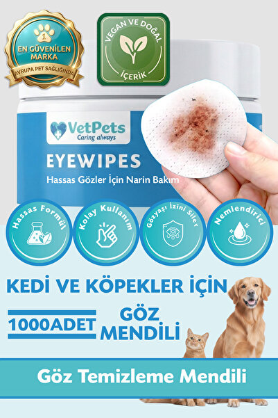 VetPets EyeWipes | Göz Yaşı İzlerini Yok Eder | Hassas Gözler İçin | Kedi ve ...