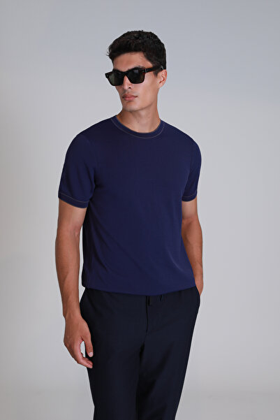 Lufian Pulover pentru bărbați Steve - Albastru Saks închis