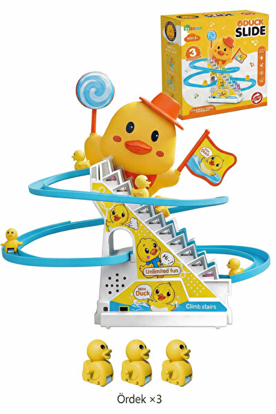 BBSKY Yeni Nesil Işıklı Müzikli Merdiven Tırmanan 3 Küçük Ördek: 3+ Yaş Eğiti...
