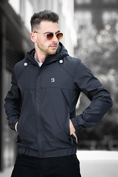 Oksit Bailey Suya Dayanaklı Slim Fit Erkek Kapüşonlu Mevsimlik Mont Yağmurluk