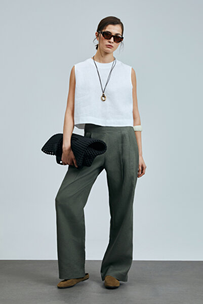 Lufian Hestia Women's Linen Trousers Khaki