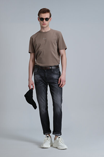 Lufian بنطلون جينز سمارت جين للرجال بقصة ضيقة باللون الرمادي