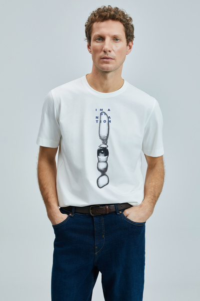 Lufian Tricou grafic modern Eye alb