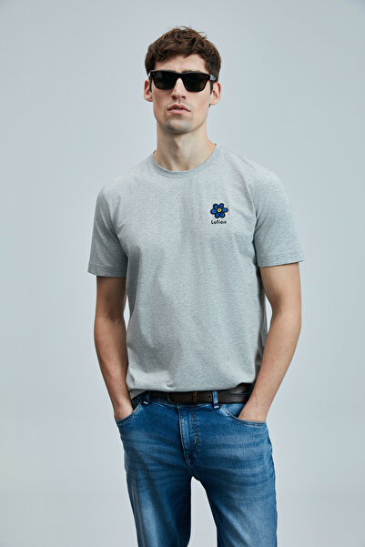 Lufian Tricou Modern Graphic Pace Gri