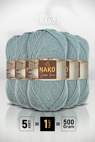 NAKO Süper İnci - 11537 Çağla - 5'li Paket - 100gr/260m - El Örgü İpi - Atkı ...