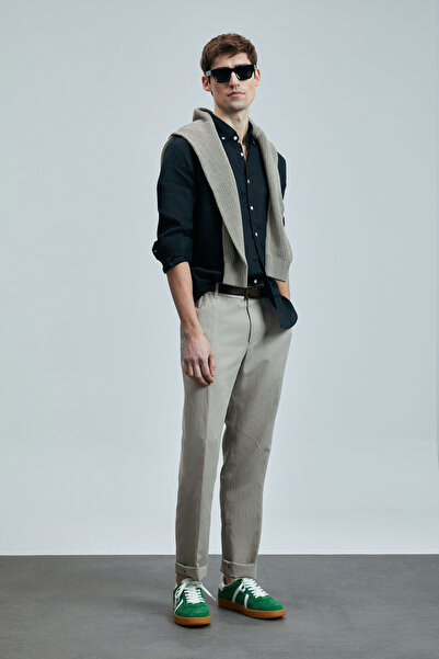 Lufian Pitaya Erkek Keten Gömlek Comfort Fit Siyah