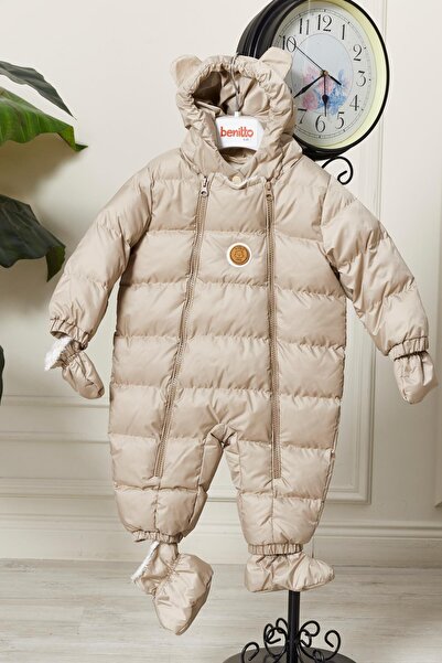 benitto kids Unisex Kapüşonlu Fermuarlı Bebek Astronot Tulum 51330