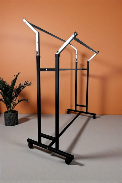 Acar Raf V Ayarlı Askılık Ayarlanabilir Krom Giysi Ve Elbise Askılığı Tekerle...