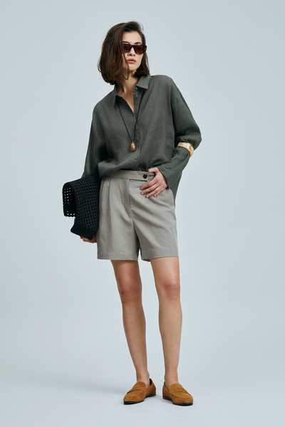 Lufian Pantaloni scurți Feronıa pentru femei Lyocell din amestec de in Mink