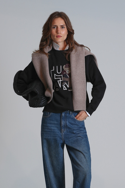 Lufian Pıtcher Kadın Örme Sweatshırt Siyah